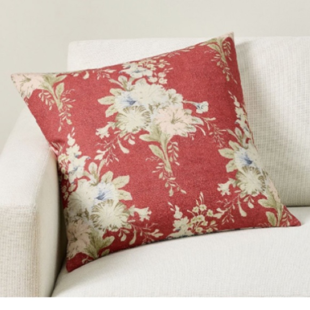 Floral Red Throw Pillow